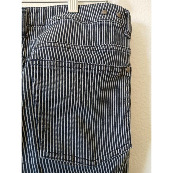 CABI JEANS Navy + White Johnny Railroad Striped Crop Length Women's Jeans 12 - Picture 8 of 16